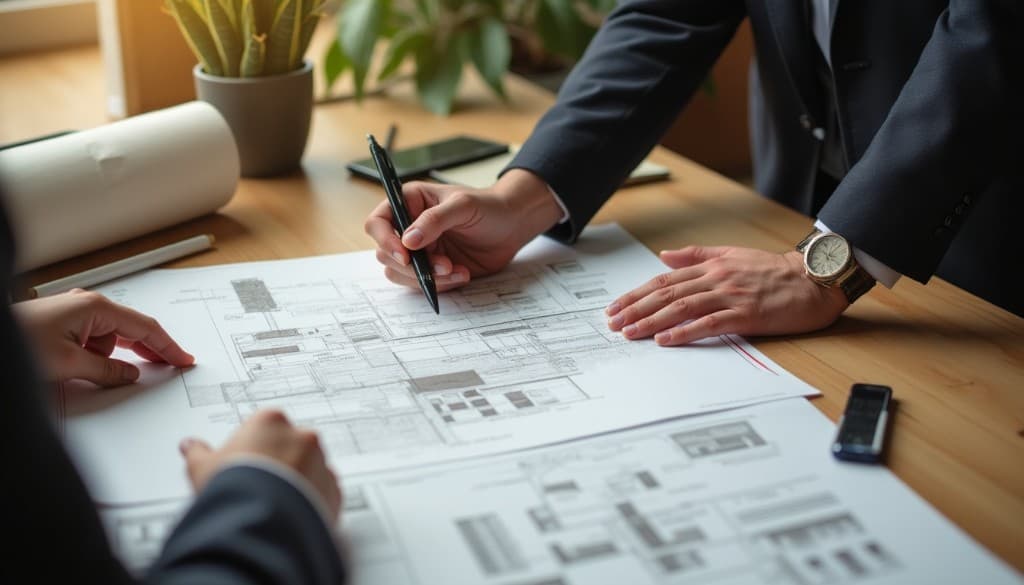 Consulente immobiliare con documentazione e strumenti di valutazione
